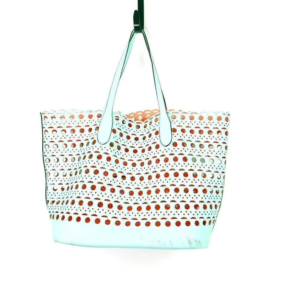 No Brand large tote teal/peach dual color vented - Picture 1 of 8